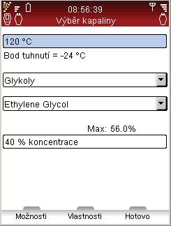 Kapalina Hydronická kalkulačka Kapalina Hydronická kalkulačka Vysvětlení funkce Tato funkce ovládá nastavení kapaliny v systému, který má být měřen a vyvažován.