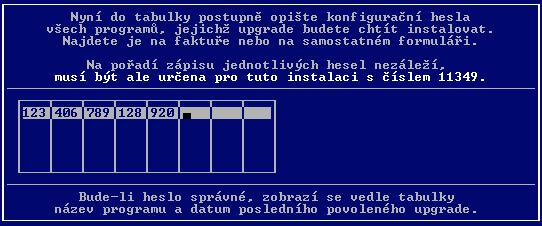 1 Povolení instalace upgrade Když si od nás objednáte placenou aktualizaci (je jedno jestli poštou nebo ke stažení z internetu), dostanete kromě daňového dokladu a popisu změn i konfigurační hesla,