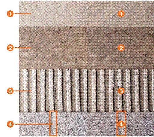 Systémové lepení dlažby na potěr Řádně vyschlý potěr (zkouška vlhkosti) u podlahového topení prokázat protokolem Skladba pro běžné prostory 1. ) podklad CA;CT/CA;CT vytápěný 1.