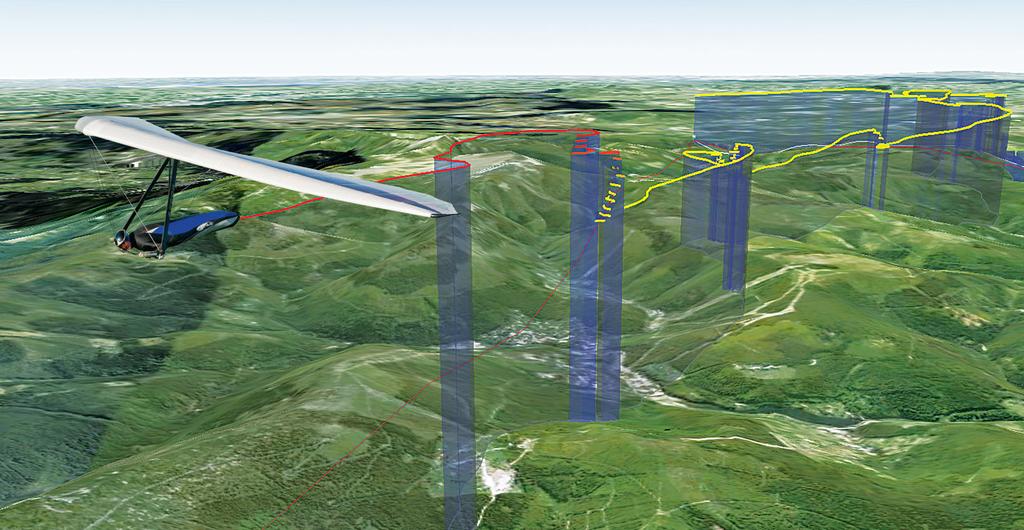 Sport v malém letectví Projekce naplánované trati FAI trojúhelníku a záznamu letu z GPS na satelitní snímek Nákresy