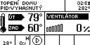 ventil 2 (zobrazuje parametry práce druhého ventilu). Funkce není dostupná. Zásobník plný Funkce sloužící pro rychlé potvrzení po doplnění paliva do zásobníku.