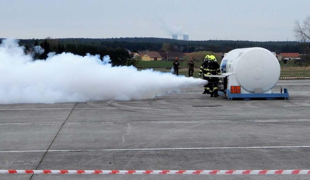 Únik plynu byl zahájen v 9:34:20 hod. SELČ. Po 16 minutách došlo k vyčerpání kapalné fáze, následkem čehož se uvnitř zásobníku snížil tlak. To se projevilo snížením rychlosti úniku (viz obrázek 9).