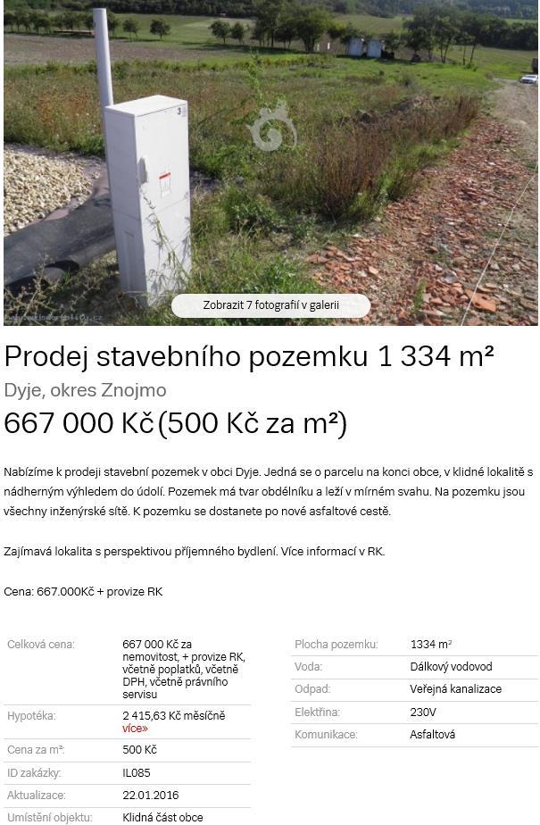 Celková výměra je výrazně větší (1,20), dostupnost inženýrských sítí je podobná (1,00).