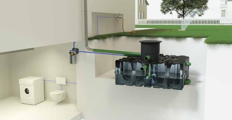 House & Garden Professional 8 9 řídící centrální jednotka uvnitř domu Využijte déšť pro splachování WC pro praní pro uklízení pro zalévání zahrady Dokonale integrované využívání dešťových vod