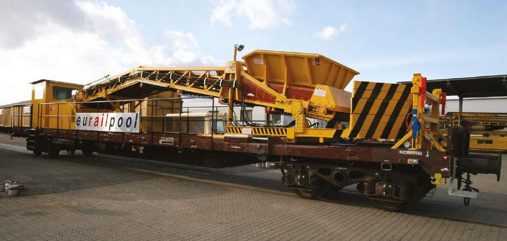 ULW Oblast nasazení: Překládka materiálu na vagony na sousední koleji nebo na nákladní auta Swietelsky Baugesellscha