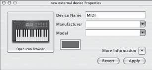 Nastavení MIDI IN/OUT zařízení 1. Kliknutím 2x na [Audio MIDI Setup] (/Applications/Utility) operaci spustíte. 2. Vstupte do dialogu. Mac OS X 10.