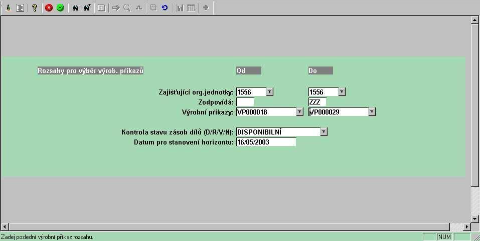 Příloha D: Průvodní manuál Hromadné uvolňování výrobních příkazů xf33 Tento program je určen pro automatické uvolňování výrobních příkazů.