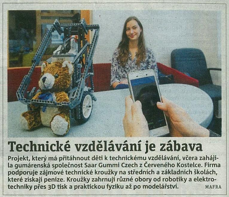 Máme dva kroužky robotiky pro začátečníky i pokročilé, kroužek elektrotechniky, chemický a také dva kroužky 3D tisku, o který je takový zájem, že se studenti zapisují do pořadníků, kdyby se uvolnilo