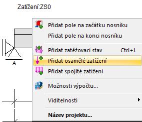 ve které mohou být upravovány a přidávány další zatížení: Odpovídající funkcí Zatížení na pásu karet