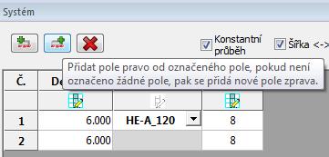 3 Pole Na záložce Systém v panelu tabulek (oblast F) přidáme další pole, neboť se u tohoto příkladu jedná o 3-polový nosník.