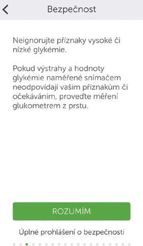 (pokračování z předchozí stránky) Úvodní obrazovky 5 Dalšími obrazovkami jsou podmínky použití, bezpečnostní varování, kontraindikace a doporučená nastavení.
