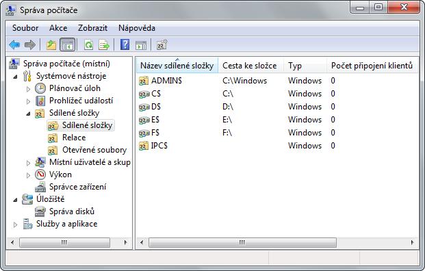 Sdílené adresáře (Shared Folders) Správa pomocí MMC