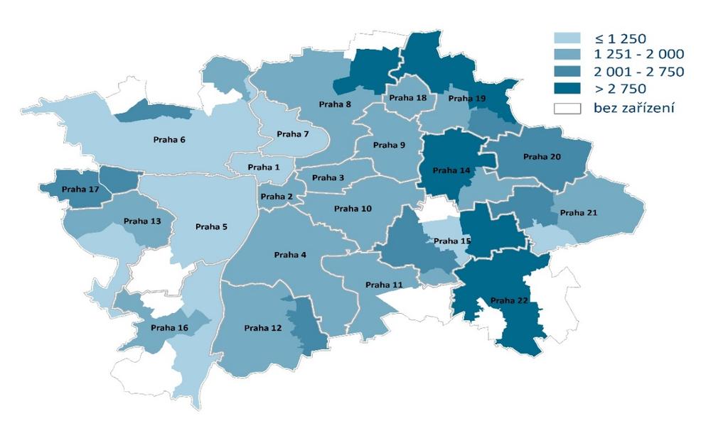 Ordinace praktického lékaře pro dospělé v Praze Zdroj dat: Národní registr poskytovatelů zdravotních služeb Počet obyvatel ve věku od 15 let na 1 ordinaci PL pro dospělé Praha 22 Praha 14 Praha 15