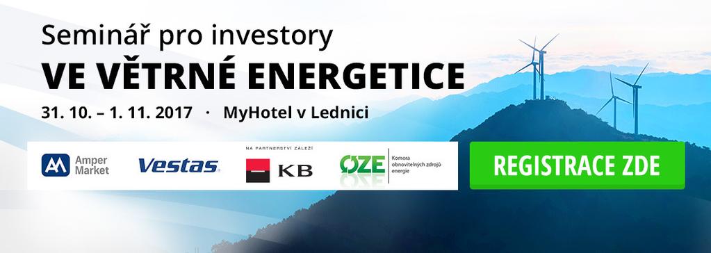 2 Seminář pro investory Námi pořádaný Seminář pro investory ve větrné energetice si našel své pevné místo mezi podzimními odbornými akcemi. Letos se uskuteční již 9. ročník, a to ve dnech ve dnech 31.