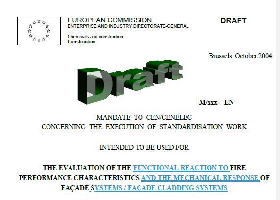 Kontext Začátek diskusí na evropské úrovni a zavedení EN 13501-1 (SBI) Dokončení návrhu mandátu EU v r. 2004 V r.