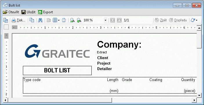 Odtud můţete Výpis materiálu uloţit, exportovat do PDF (nebo