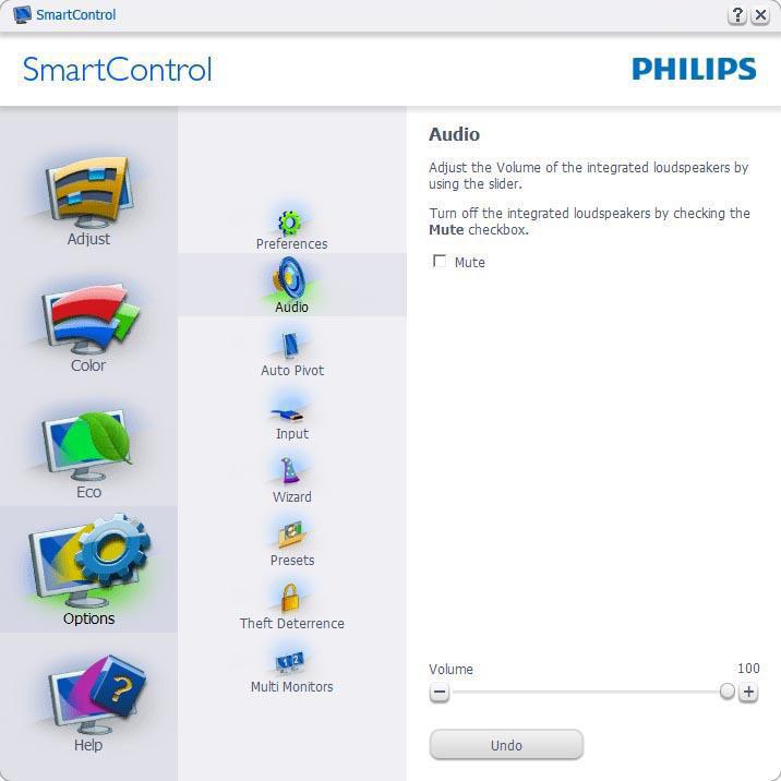 3. Optimalizace Obrazu položky Input (Vstup) v rozevírací nabídce Options (Možnosti).