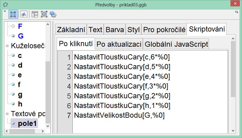 Skryjeme osy a zobrazíme mřížku. Z hlavního menu vybereme nástroj Polokružnice nad dvěma body a podle obrázku 5 nebo podle své fantazie vytvoříme šest půlkružnic c až h.