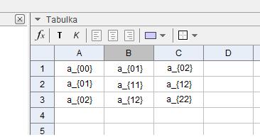 Zapíšeme rovnici kuželosečky k : a_{11} xˆ2 + 2 a_{12} x y + a_{22} yˆ2 + 2a_{01}x + 2 a_{02} y+2 a_{00} = 0 a přetáhneme předpis z algebraického okna do nákresny.