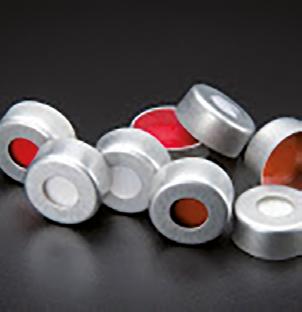 septa bílý silikon/ modrý PTFE, 1,5 mm, naříznutá do kříže 100 702995 Stříbrná hliníková víčka, septa červený PTFE/bílý silikon/ červený PTFE, 1,0 mm 100 *K dostání také víčka zelená, červená, modrá
