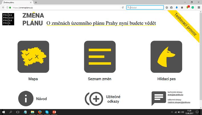 Databáze změn V Praze existuje online databáze změn územního plánu [ https://zmenaplanu.cz ].