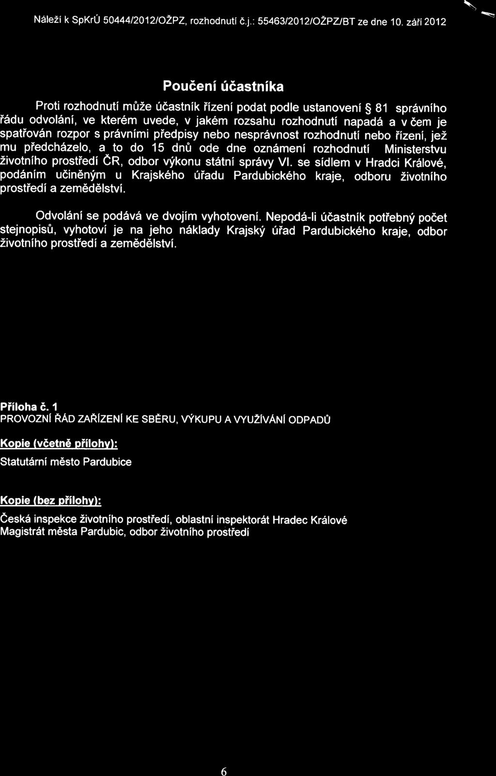 piedpisy neb nesprdvnst rzhdnuti neb iizeni, jel mu piedch6zel, a t d 15 dn0 de dne zn6meni rzhdnuti Ministerstvu Zivtnih prstiedi er, dbr vfknu stdtni spr6vy Vl.