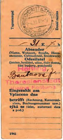 jedenáct dní po popravě odesílatelky s razítkem pošty v Bohušovicích nad Ohří. Mauthausen, 6. 11.