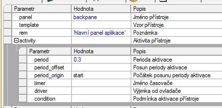 Pokud nechcete použít přístroj časovač, tak můžeme čas periody zapisovat rovnou do všech přístrojů: parametr
