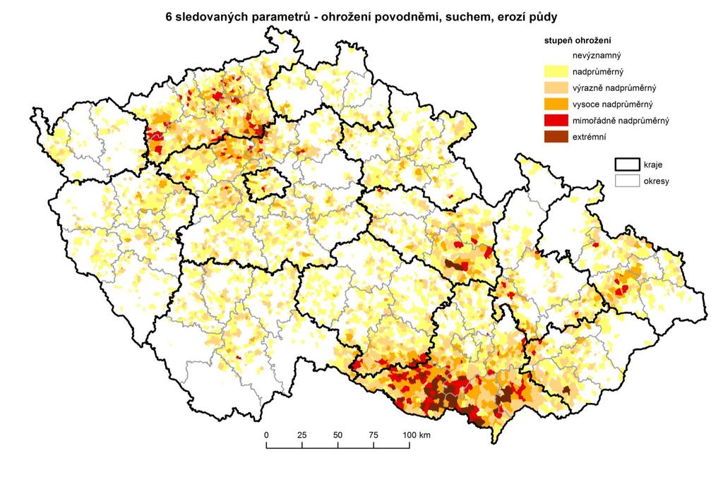 Vymezení nejzranitelnějších oblastí Až 3,7 % plochy ZPF lze považovat za mimořádně ohrožené, až 8,0 %