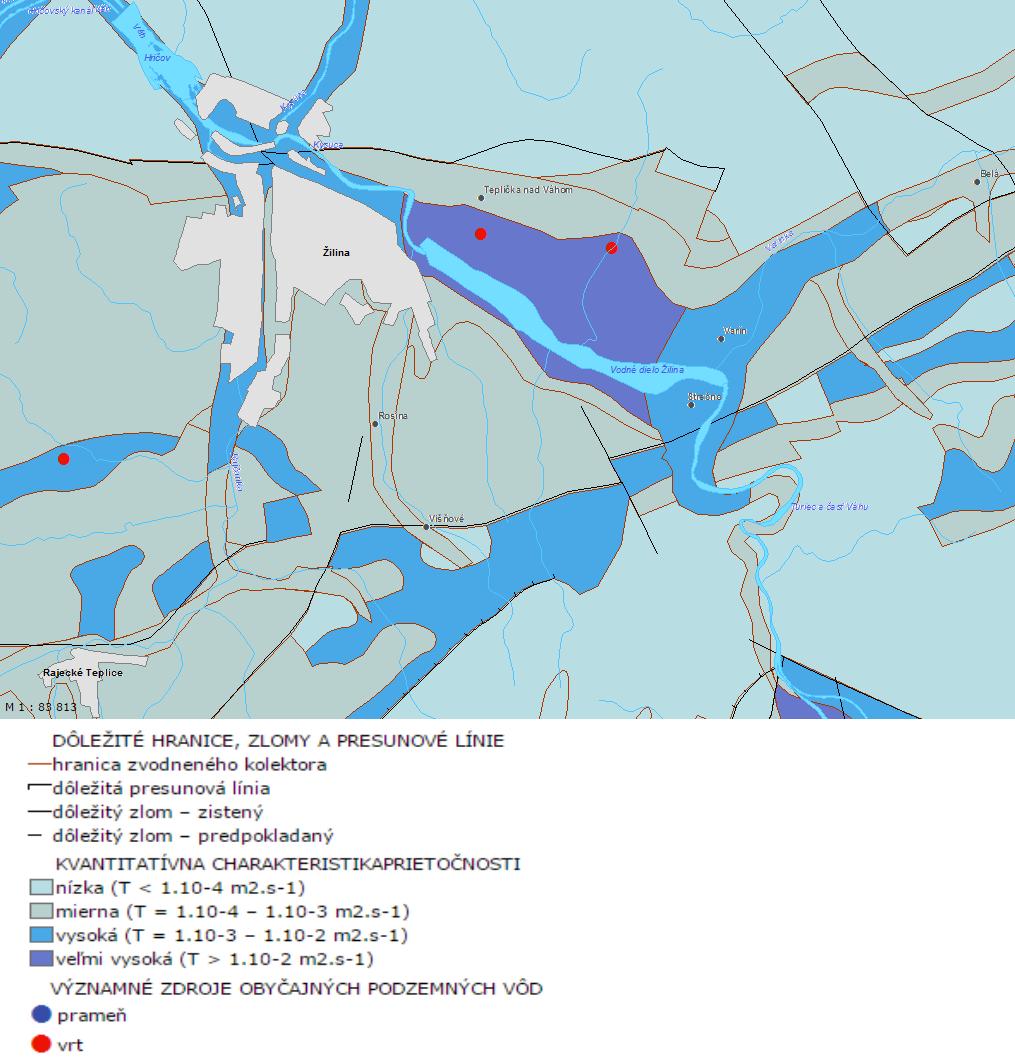 Trnové Schematická hydrogeologická mapa skúmaného územia (podľa výrezu z mapy hydrogeologických pomerov v Atlase SR, 2002). Obrázok č. 4.6-1 4.