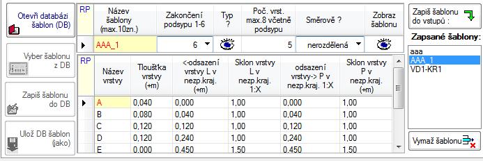 vrstev i tloušťkami vrstev. Strana L/ /P Sloupec se nevyplňuje u dvoupruhové vozovky, nebo u vozovky se středním pruhem, kde je skladba v obou polovinách zcela shodná (symetrická k ose).