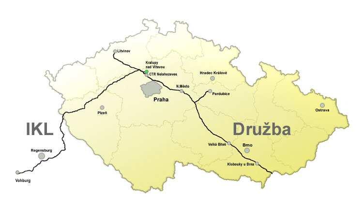 Druhou část ropných zásob tvoří doprava ropovody Družba a IKL (Obr. 5.2).