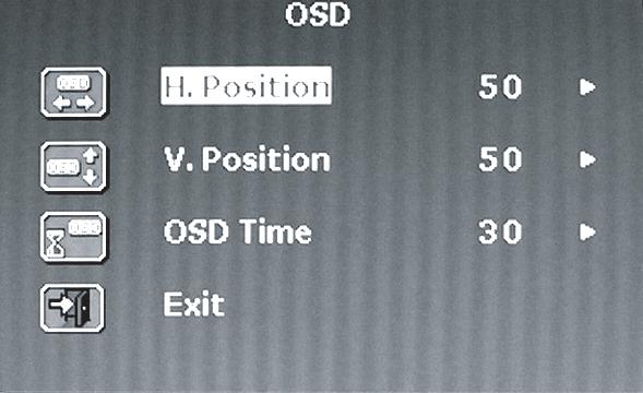 5) OSD Pro vstup do funkcí OSD menu stiskněte tlačítko MENU. Stisknutím tlačítek /\ nebo \/ vyberte položku OSD.