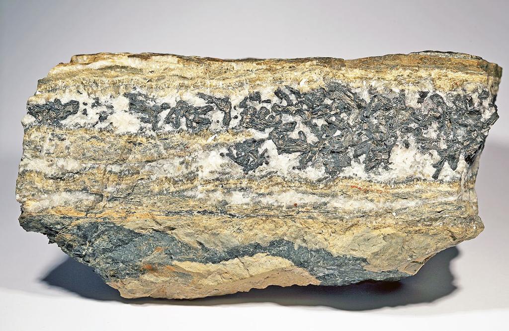 Nejstarším minerálem je siderit v páscích při okrajích žíly, ale častěji se zde také vyskytuje ve formě pásků jako další z nejstarších rudních minerálů löllingit.
