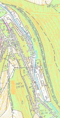 Odhad průběhu průtoku Q 100 - stoletý (směrem po proudu): V Kraslicích (km 27.435 26.755) voda proudí přes zahrádky na obou březích. V km 26.679 začíná přepadat voda do Opletalovy ul.