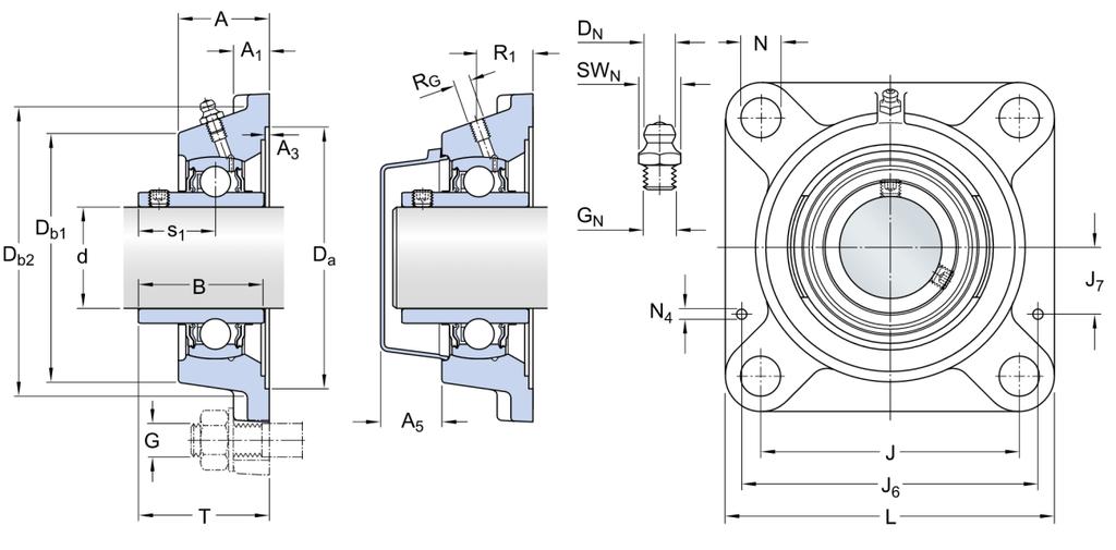 2.6.7 TRVANLIVOST LOŽISEK Pro magnetický separátor jsem zvolil 4 domečková ložiska dle [11]. Domečková ložiska se skládají z tzv. domečku a samotného ložiska.