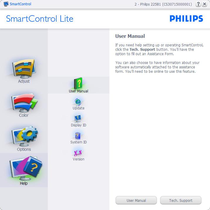 3. Optimalizace Obrazu Help>User Manual (Nápověda>Uživatelská příručka) Tato možnost bude aktivní pouze po výběru položky User Manual (Uživatelská příručka) v rozevírací nabídce Help (Nápověda).
