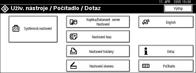 Funkce kopírky Smazání uôivatelského razítka Smaôe obrázek zaregistrovanî jako uôivatelské razítko. Smazané razítko nelze obnovit. A Zaøízení musí bît v reôimu kopírování.