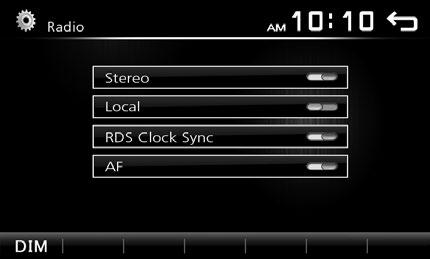 Rádio Nastavení rádia ÑÑMenu funkcí 2 Klepněte na [Setup]. 3 Klepněte na [Radio]. Local Naladí pouze stanice s dostatečně silným signálem. (Rozsvítí se indikátor LOC.