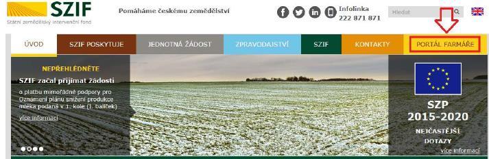 Přihlášení do Portálu farmáře ŽoD musí být vygenerována z účtu PF žadatele PF je přístupný přes www.szif.