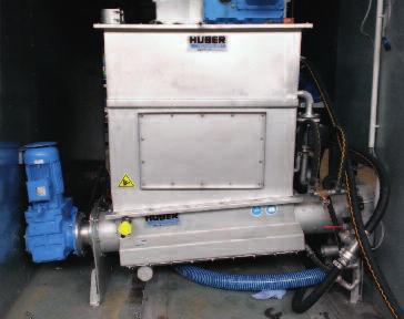 tekutých shrabků ze zařízení Huber ROTAMAT rotační síto RPPS Star liquid / RoMemliquid HUBER WAP liquid v kontejneru - odvodnění a lisování jemných shrabků Lis na shrabky s propíráním, HUBER WAP- L