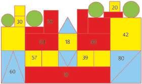 K8/2 GEOMETRICKÉ TVARY 1 Vybarvi trojúhelníky modře, čtverce žlutě, obdélníky červeně, kruhy zeleně.