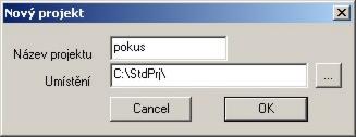 Po potvrzení OK se vytvoří nový adresář projektu a v něm stejnojmenný soubor projektu (v uvedeném případě je to