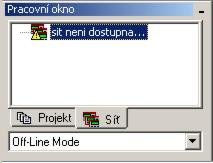 položka s vykřičníkem s popisem síť není dostupná To indikuje stav, kdy server DataSERVER není spuštěn (nebo je spuštěn s jiným jménem služby DDE).