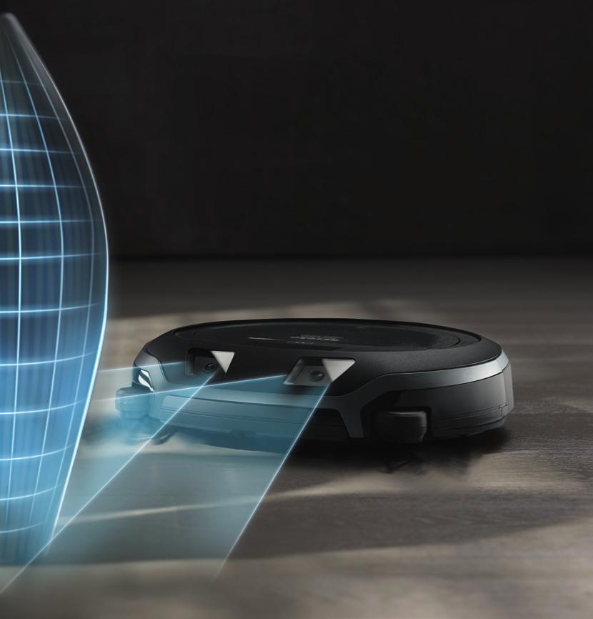 3D Smart navigácia: spoľahlivá navigácia pre lepšie rozpoznanie priestoru Technológia rozpoznania nábytku Aby sa predišlo kolíziám, sníma