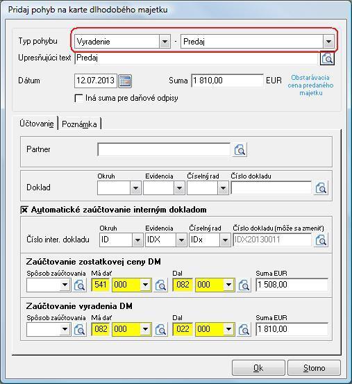 700 EUR program doplní upresňujúci text Technické zhodnotenie zvyšujúce cenu majetku) a po uložení technického zhodnotenia prepočíta odpisy majetku od obdobia 06/2013.