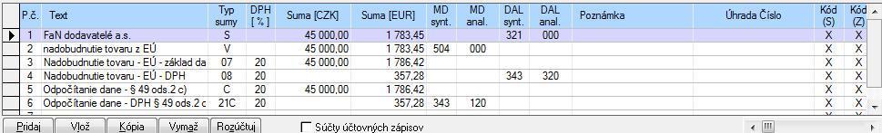 Externé číslo 2013-04-60. Partner Jozef Veselý Dátum vyhotovenia, Dátum prijatia, DVDP 12. 04. 2013 Mena CZK. Kurz 25,232. Suma 20.000 CZK.