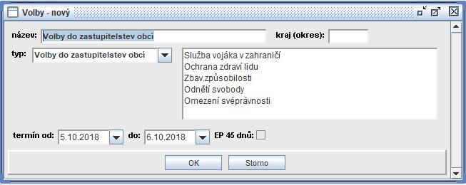 Automaticky proběhne aktualizace stálého seznamu voličů - doplní se voliči, kteří dosáhnou 18 let věku ke druhému dni voleb, tj. k 6. říjnu 2018.