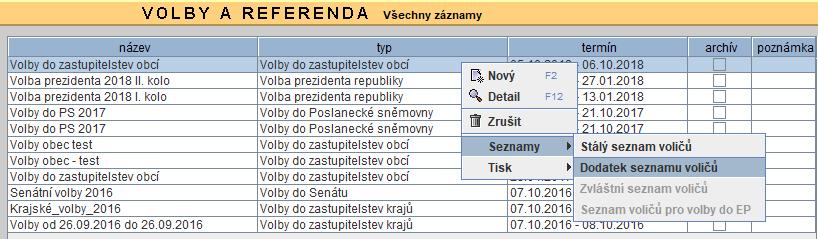 Druhý seznam, který je potřeba pro tyto volby, je Dodatek seznamu voličů, protože pro volby do zastupitelstev obcí jsou oprávněnými voliči i cizinci zapsaní v dodatku.