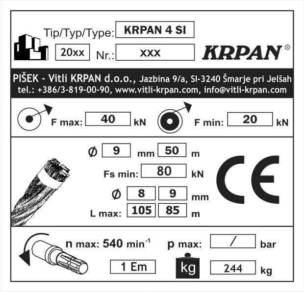 Hloubka mm 450 450 Výška s bezpečnostní sítí mm 2100 2100 Výška bez bezpečností sítě mm 1320 1320 22-33 30-45 Hmotnost bez lana kg 244 261
